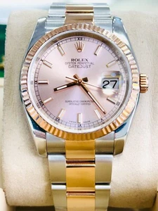 Rolex Datejust 116231 Pink Sunburst Dial Oyster Band 18k Rose Bezel Watch - Picture 1 of 10