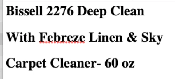 Limpiador de alfombras Bissell 2276 limpieza profunda con lino Febreze y cielo - 60 oz Foto 1 de 1