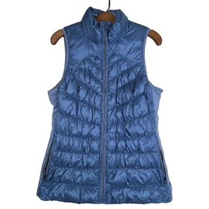 Tangerine Vest Size Medium Duck Down Full Zip Puffer Blue Outdoor Hiking Mock - Picture 1 of 9