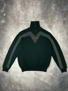 CARLO COLUCCI Black Wool Sweater Mens L-XL Embroidered High-neck 1/4 Zip - Picture 1 of 7