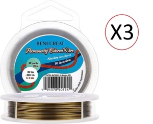 BENECREAT lot 3x fil de cuivre bronze 0.6mm longueur 20m fabrication bijoux - Imagen 1 de 2