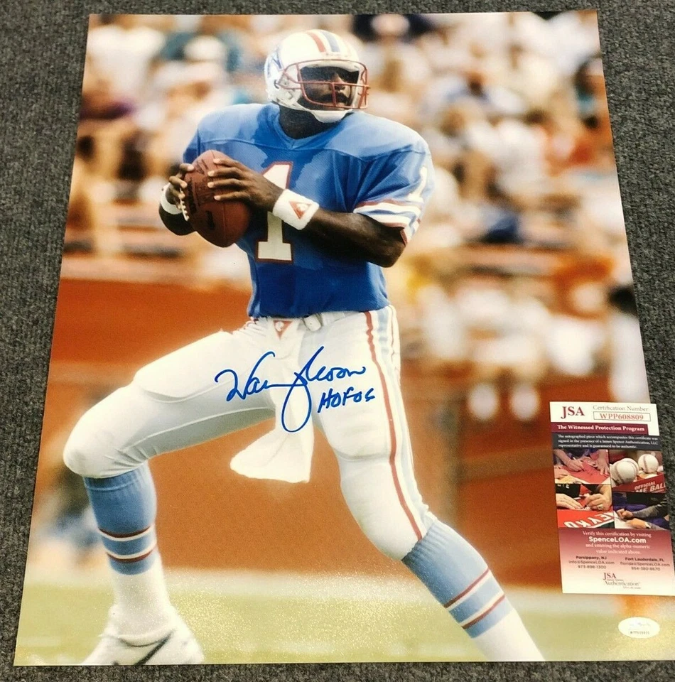 HOUSTON OILERS WARREN MOON AUTOGRAPHED SIGNED INSCRIBED 16x20 PHOTO JSA COA    - Image 1 of 1