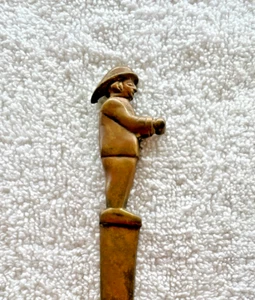 VTG Collectible Brass 2D Fireman Figure Letter Opener Library Desk Decor 8.5" - Picture 1 of 6