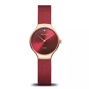 Bering Time Classic Rosegold Stahlgehäuse & rotes Armband Damenuhr. 13326 - Charity - Bild 1 von 3