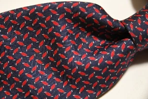 vtg * POLO RALPH LAUREN * Blue Red Microprint Geometric Staple Silk 4" Tie EUC - Picture 1 of 8