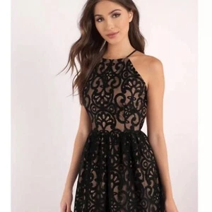 Vestido Tobi Negro Encaje Halter Espalda Calce y Acampanado, Nuevo con Etiquetas, Pequeño - Imagen 1 de 7