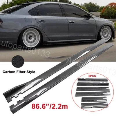 For Volkswagen Jetta 86.6'' Side Skirts Extension Lip Splitter Carbon Style Foto 1 de 4