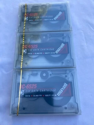 Maxell DC-6525 Data Cartridge 1020 Feet 525 MB - New Sealed - 3-Pack - Image 1 of 3