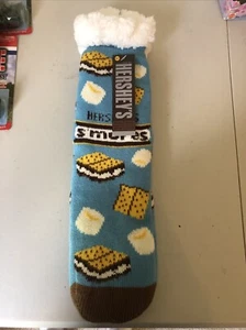 Novelty Sherpa Lined Socks Footies One Size Unisex -Hershey Smores..New - Picture 1 of 3