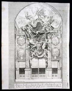 Berlin Château De Charlottenburg Chapelle Göthe Gravure De Merian - Bild 1 von 1