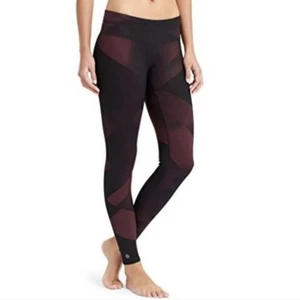 Athleta Pants Sonar Tight Magnetic Red Black Print Legging Athletic Size LP - Picture 1 of 12