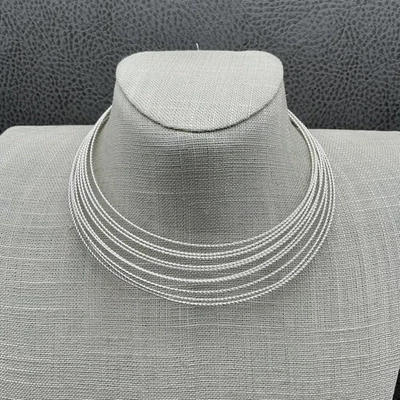 Napier Statement Necklace Womens Silver Tone Multi-Strand Choker Adjustable - Image 1 of 4