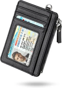 Teskyer Slim Card Holder Wallet with Zip Pocket, RFID Blocking, Total 9 Compartm - Picture 1 of 3