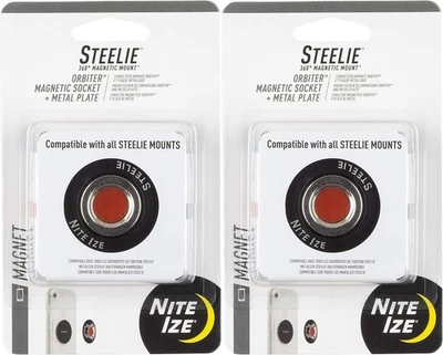 Nite Ize Steelie 360° Magnetic Mount Orbiter Socket + Metal Plate (2-Pack) - Image 1 of 4