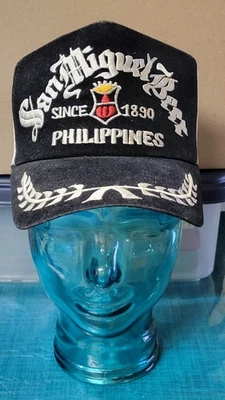 De Colección San Miguel Cerveza Filipinas Negro/Plateado Fieltro y Malla Camionero Snapback Sombrero  Foto 1 de 4