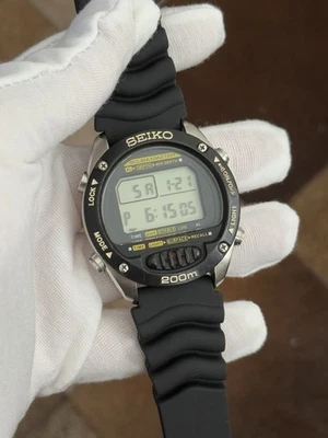 Raro Vintage Seiko Scuba Master M705-5A00 Relógio de Mergulhador Digital Masculino JDM 1990s - Imagem 1 de 4