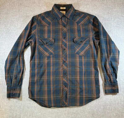 Fossil 54 Men's Vintage Fit Pearl Snap Long Sleeve Western Plaid Shirt Size Sm - Image 1 of 4