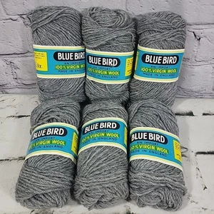 Blue Bird 100% Virgin Wool Vintage Yarn England 1oz Skein Lot Of 6 Clerical Gray - Picture 1 of 7