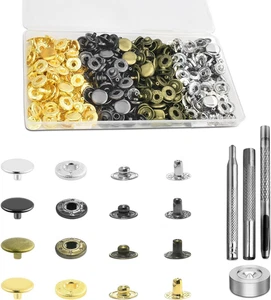 100 Sets Leather Snap Fasteners Kit, 10Mm Snaps Button, Metal Snap Buttons Press - Picture 1 of 12