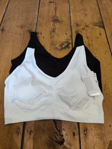 QVC Jockey Modern Micro Seamfree Padded Bralette 2 Pack Black & White 2XL - Picture 1 of 4