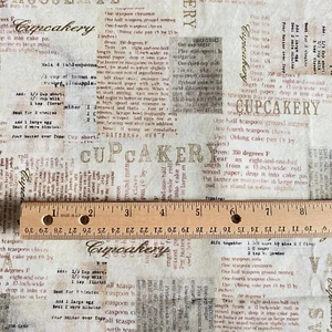 1.9 YD Cupcake Bakery Fabric Beige Quilting Cotton - Picture 1 of 7