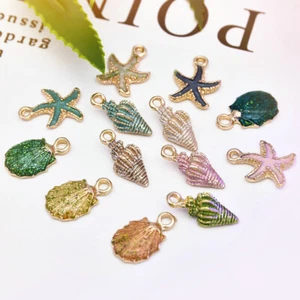 13 Pcs/Set Mixed Starfish Conch Shell Metal Charms Pendant DIY Jewelry Making - Picture 1 of 7