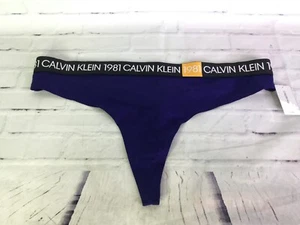 Calvin Klein Bold 1981 Thong Panty Underwear Stretch Blue Womens Plus Size 1X - Picture 1 of 6