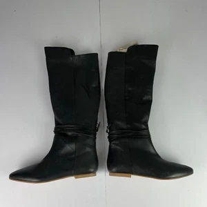 Loeffler Randall Boots 7 Black Leather Womens Pull On Flat - Picture 1 of 17
