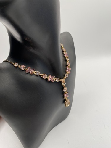 Givenchy Collana Donna Vintage Pietra Rosa Y 16" + 3" Nuova con etichette (Due gemme mancanti)