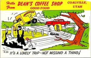 Hello from Dean's Coffee Shop Coalville Utah Postcard - Picture 1 of 2