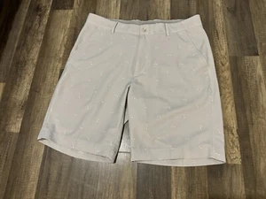 Greg Norman Performance Fabric Golf Short Size 32 Light Gray With Golf Flags - Picture 1 of 7