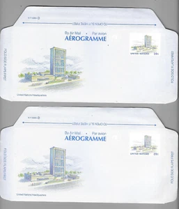 2 1991 United Nations Aerogramme Air Mail Covers 39c Letters - Picture 1 of 2
