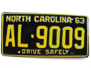 1963 NORTH CAROLINA NC LICENSE PLATE TAG, UNIQUE NUMBERS, ORIGINAL , VERY NICE - Picture 1 of 7