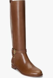 Ralph Lauren Blayke Knee High Buckle Riding Boots Women's 5M Tan Orig $275 - Picture 1 of 3
