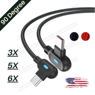 3/5/6PACK USB-C To Type C Cable PD Fast Charging Cord Charger 90° Degree Angle - Image 1 of 4