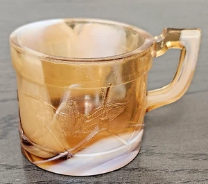 Rare Vintage Russo Eagle and Drum Amber Childs Cup Mug Slag End of Day EOD Glass - Bild 1 von 10