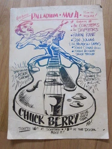Póster vintage de paladio de CHUCK BERRY Posavasos Drifters Meadowlarks Hollywood - Imagen 1 de 1