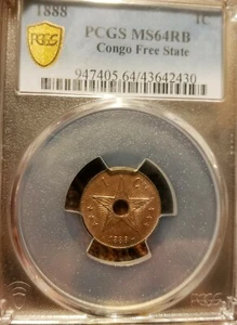 1888 1 Centimes Belgian Congo. PCGS MS 64  - Picture 1 of 2