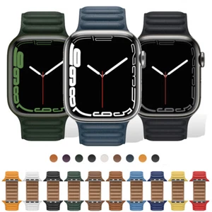 Per Apple Watch 10 9 8 7 6 5 4 SE Cinturino Link Pelle Bracciale 44/41/45/42/46/49mm - Foto 1 di 40