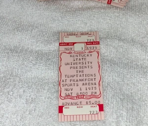 THE TEMPTATIONS VINTAGE UNBENUTZT 1975 KONZERT TICKETS FRANKFORT SPORTS ARENA rot r - Bild 1 von 6