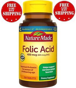 Nature Made Folic Acid 400 mcg (665 mcg DFE), Dietary Supplement for Nervous Sys
