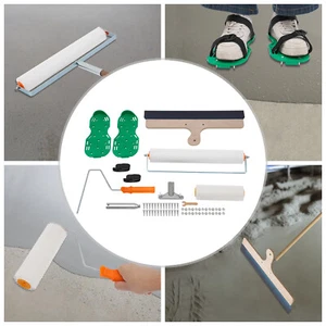 SELF-LEVELLING CEMENT TOOL KIT CEMENT FLOOR LEVELING RAKE TOOLS W/ SPIKE SHOES - Picture 1 of 19