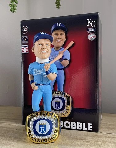 GEORGE BRETT Kansas City Royals 1985 WORLD SERIES Ring Base Bobblehead #/360 NIB Cover