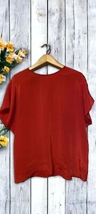 Vintage Silk Top Womens Sz XL Liz Baker Blouse Shirt Made USA Spring Cherry Red - Picture 1 of 6