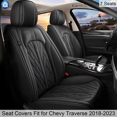 Car Seat Covers Waterproof Faux Leather Fit for 2018-2023 Chevy Traverse 7 Seats - Image 1 of 4