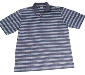 Mens Kirkland Signature Polo Shirt Size L Blue/Grey Striped Casual *VGC* - Picture 1 of 5