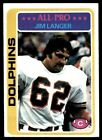 1978 Topps Football Card Jim Langer Miami Dolphins #70