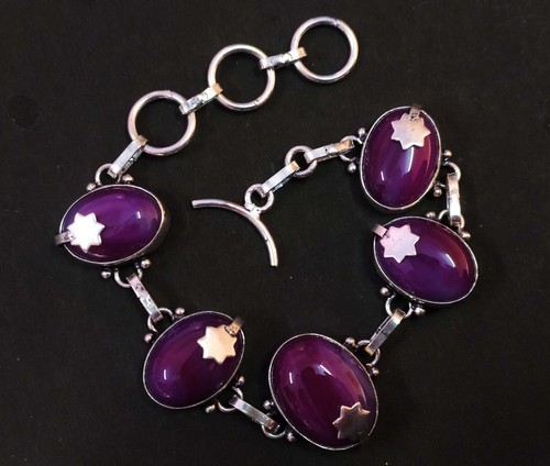 VALENTINO Top Bracciale Agata Forma Ovale Mosmana Pietra Preziosa Fatto a Mano Gioielli Taglia 8 Pollici