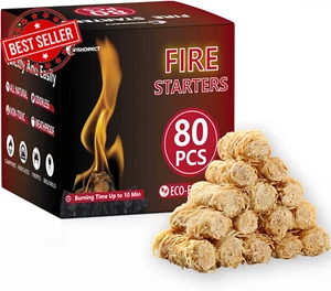 Fire Starters for Campfires Fireplace (80 Pack) - Easy & Quick Charcoal Firestar - Picture 1 of 12