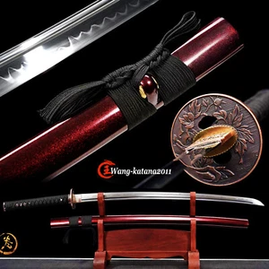 Espada Funcional Samurái Japonés Templada 1095 Rojo Oscuro Katana Templada 1095 - Imagen 1 de 12